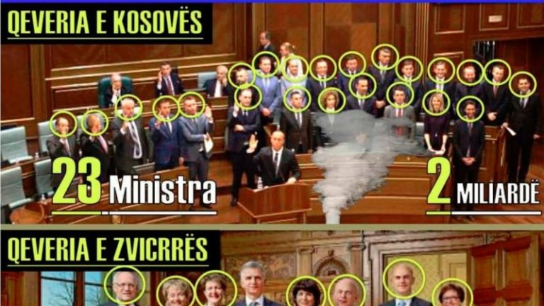 Zvicra ka vetëm 7 ministra me 681 miliardë euro buxhet, ndërkaq Kosova me 2 miliardë euro buxhet ka 23 ministra