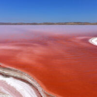 Red and white harmony in Salt Lake in Turkey