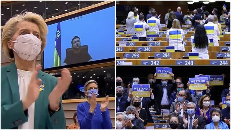 Presidenti ukrainas u prit me admirim nga eurodeputetët – U kërkoi atyre mbështetje për anëtarësimin në BE