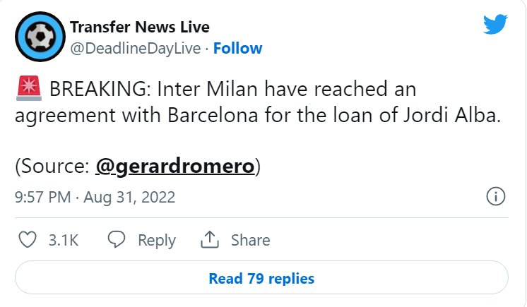Befasia e ditës, Jordi Alba transferohet në Inter