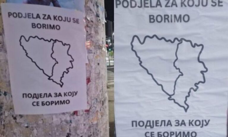 Tuzla mbushet me posterë provokues, paraqitet ndarja e Bosnjës dhe Hercegovinës midis Serbisë dhe Kroacisë