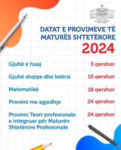 Publikohen datat e provimeve të Maturës Shtetërore për vitin 2024, ja kur do të mbahen