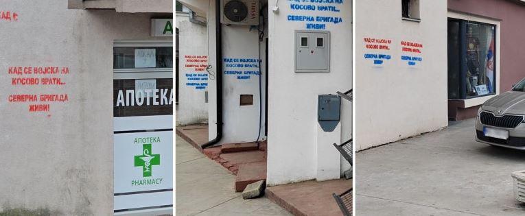 Grafite me ngjyrat e flamurit serb shfaqen në katër komunat veriore