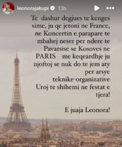 Pse Leonora nuk shkoi në Paris, në koncertin për ndër të pavarësisë së Kosovës