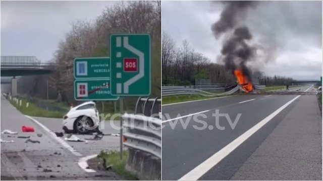 “Janë duke u kall njerëzit brenda” – Përplaset me mbi 200 km/h, “Ferrari” çahet më dysh, një burrë dhe një grua shkrumbohen nga flakët në Itali