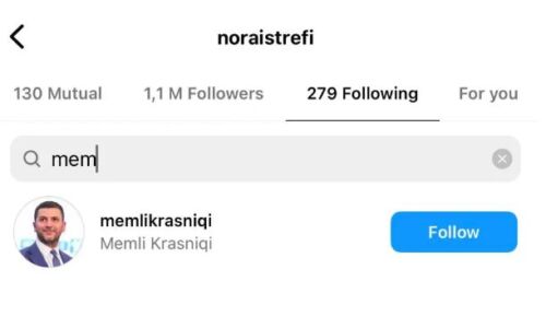 Nora Istrefi e ndjek këtë politikan në rrjete sociale