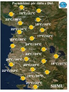 Temperaturat deri në 36 gradë Celsius! Parashikimi i motit për 25 gusht