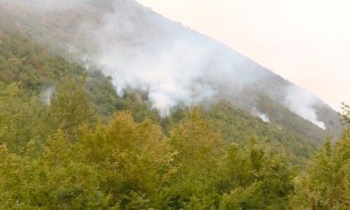 Me dy helikopterë po tentohet të shuhet zjarri në Ohër