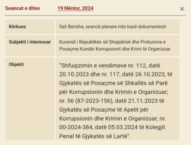 Berisha kërkesë për rrëzimin e masave të sigurisë nga GJKKO-ja, Kushtetuesja cakton datën e seancës